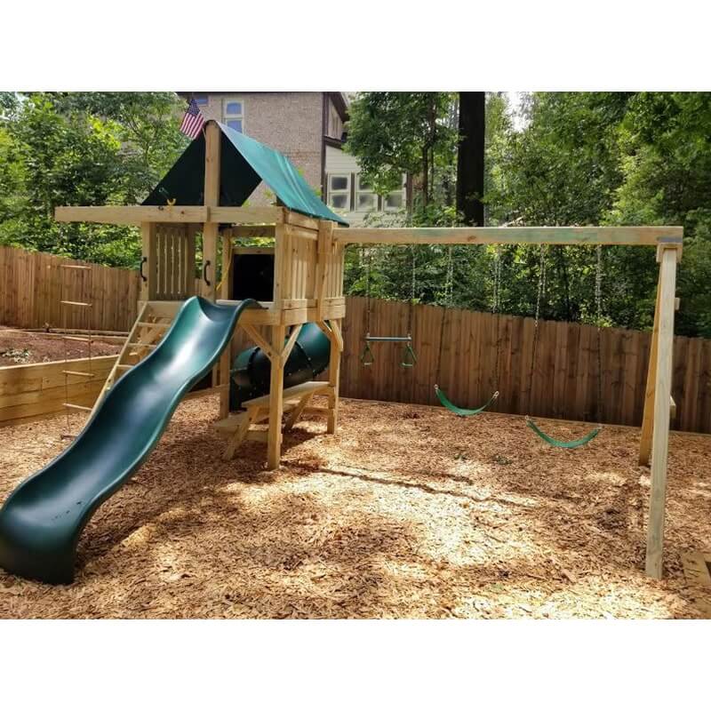 The SwingSet Co. Ultimate Swing Set Lifestyle Angled Left Side