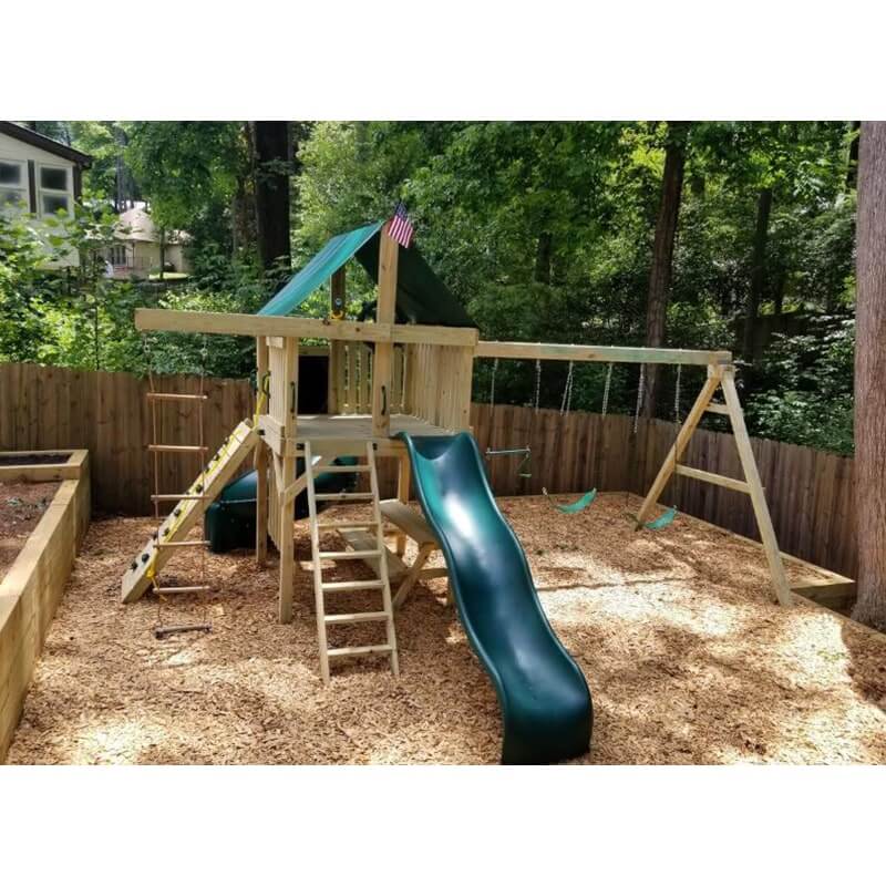 The SwingSet Co. Ultimate Swing Set Lifestyle Angled Right Side