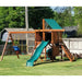 The SwingSet Co. Ultimate Swing Set Lifestyle Corner View With Fence