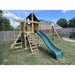 The SwingSet Co. Ultimate Swing Set Lifestyle Front Right Side View Angled Outdoor