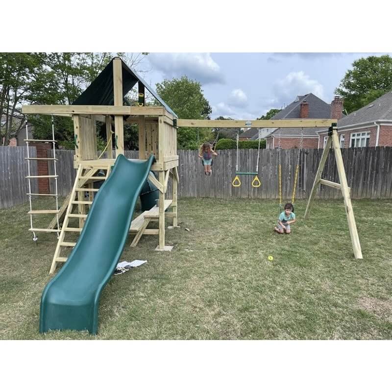 The SwingSet Co. Ultimate Swing Set Lifestyle Front View