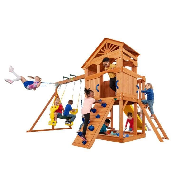 Timber-Valley-Wooden-Swingset-Blue