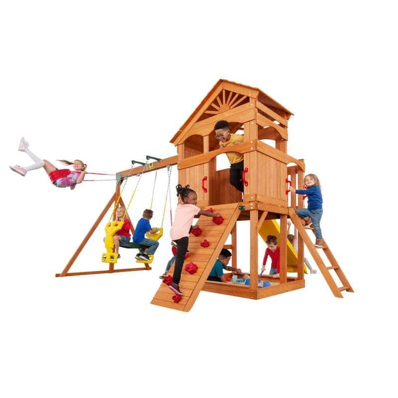 Timber-Valley-Wooden-Swingset-Red
