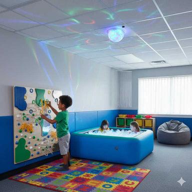 Tranquil Textured Wall For Sensory Rooms with a kid playing 