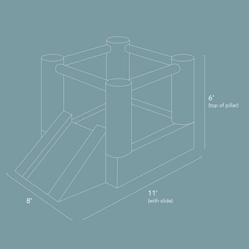 Tumble Blue Bounce House 8x8 dimensions