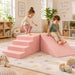 TumbleHouse Foam Ramp + Stairs in pink with kids in a playroom