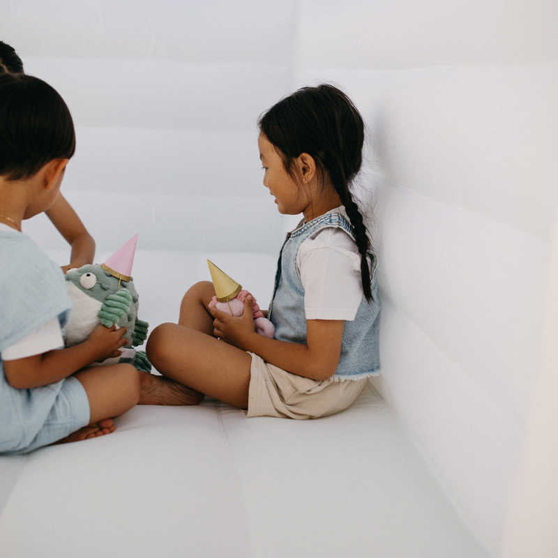 Tumble Neutral Walled Bounce House inside with kids