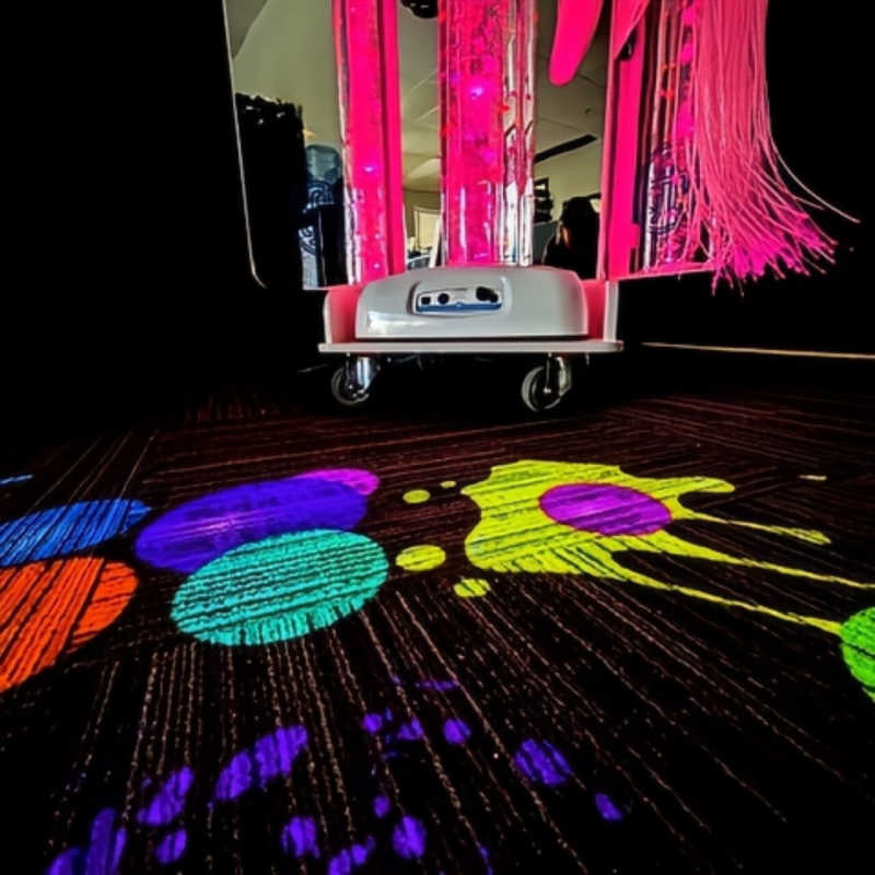 Vecta Budii Mobile Sensory station in pink with splat game