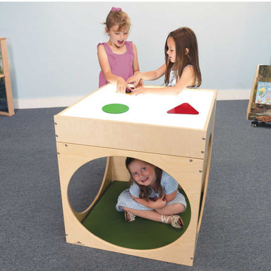 Whitney Brothers® Superbright LED Creative Cube, Sensory Light Table and Mat (WB0788) with girls playing