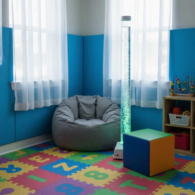 Wireless cube color controller in OT room near a bubble tube