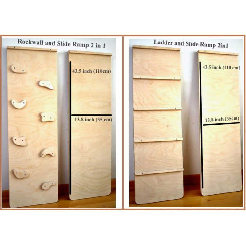 wood climbing arch rockwall and slide