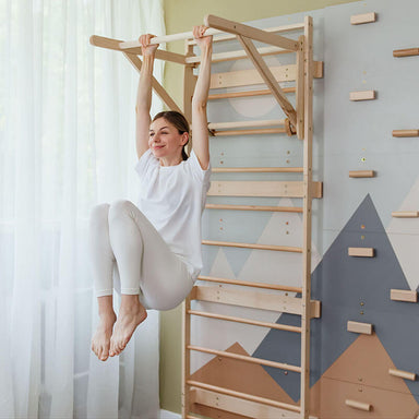 Wood and Hearts 3-in-1 Swedish Ladder Wall Gym for Kids 3+ Mother Wooden Climbing Ladder Close Up