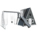 alpine retreat 2 story playhouse with slide ash wood gray front left