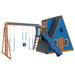 alpine retreat 2 story playhouse with slide chestnut wood blue front left