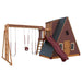 alpine retreat 2 story playhouse with slide chestnut wood red front left