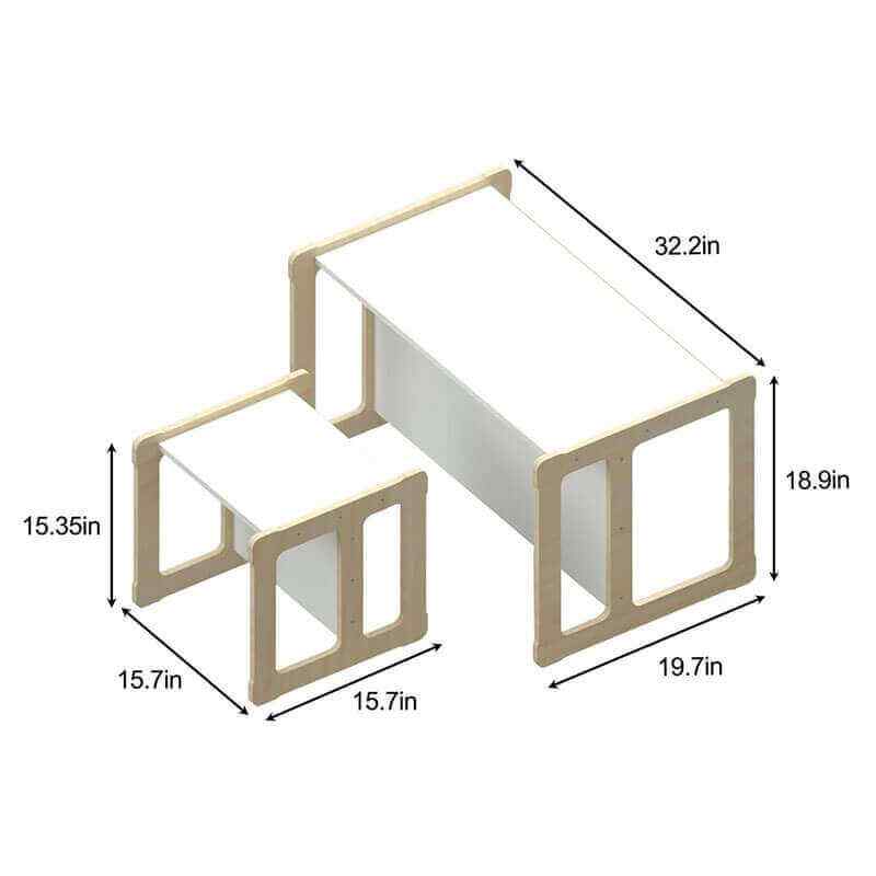 Dimensions for the Avenlur Hanover convertible table chair and bench set