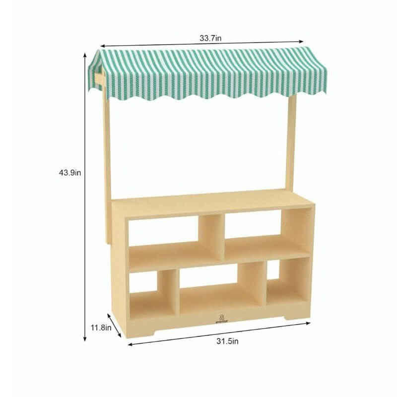 Avenlur Holly Wooden Market Stand – assembled dimensions diagram