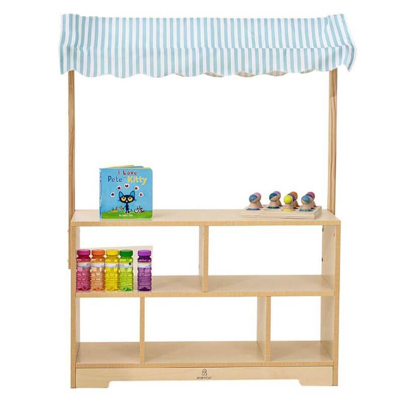 Avenlur Holly Wooden Market Stand – front view of the pretend shop