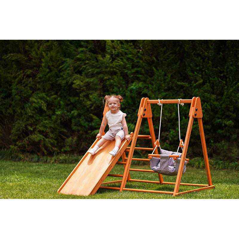 Avenlur Juniper Folding Indoor Outdoor Playset – child playing on the structure