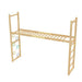 Child climbing on Avenlur Modular Walnut Swedish Ladder with monkey bar attachment