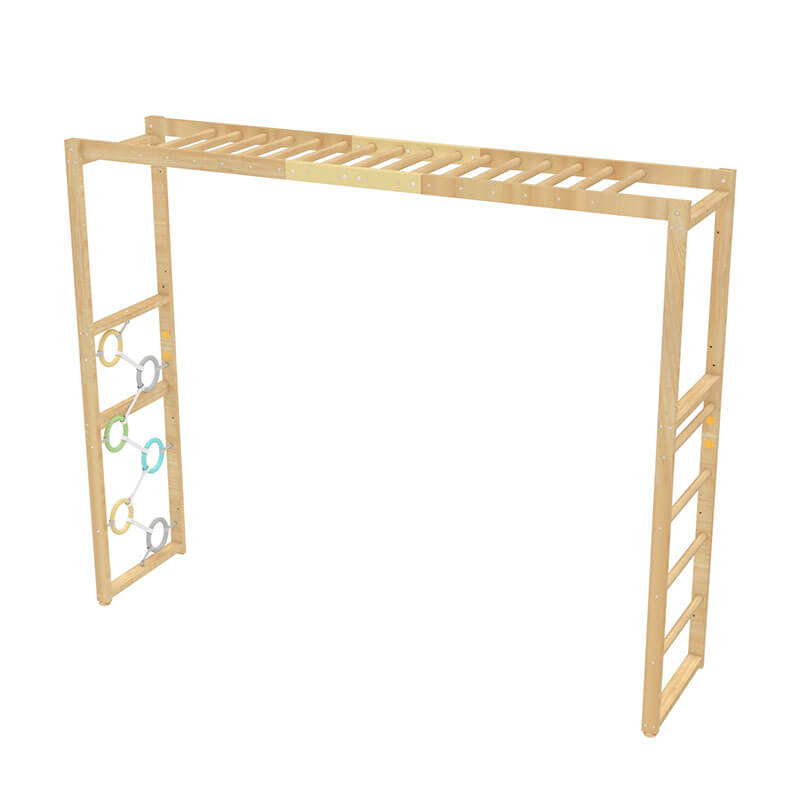 Full view of Avenlur Monkey Bar Attachment for 79 Inch Walnut Swedish Ladder