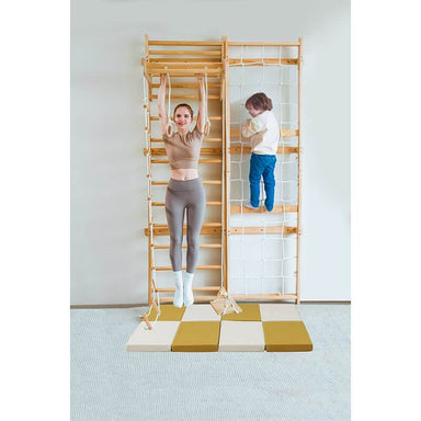 Indoor Playset Mat – Cushioned Floor Mat Compatible with Avenlur Neem Climber – child using climber above mat