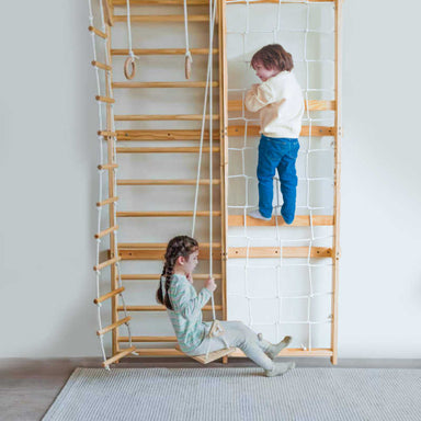 Neem | Swedish Ladder & Rope Wall - 79" Height with kids playing 