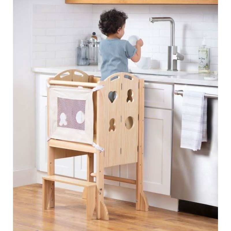 Avenlur Plum 3 in 1 Foldable Kitchen Tower – kid helping with kitchen activities