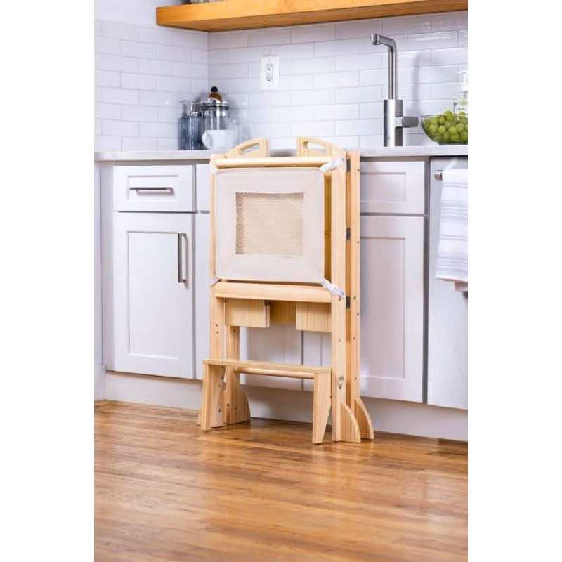 Avenlur Plum 3 in 1 Foldable Kitchen Tower – kid using the tower for everyday routines