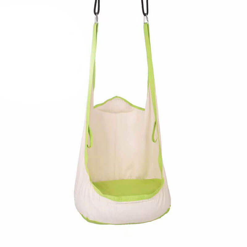 Avenlur sensory swing for wall climbers in cream and green fabric, climber not included