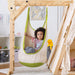 Close up of Avenlur cream and green sensory swing fabric and cushioned seat