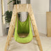 Avenlur sensory swing shown on compatible wooden climber frame for gentle indoor movement