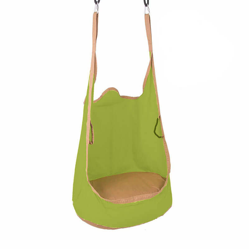 Avenlur sensory swing for wall climbers in green and beige fabric, climber not included