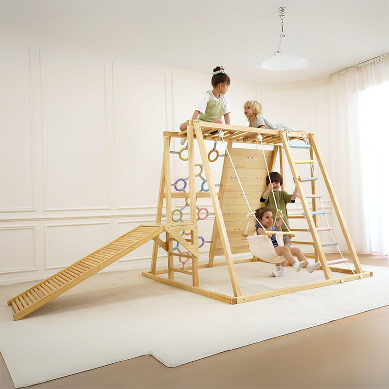 Kids playing together on the Avenlur Sweetgum XL indoor sensory playset
