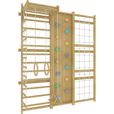 Walnut  Swedish Ladder Jungle Gym - 79 Height - Wall Mounted Side View