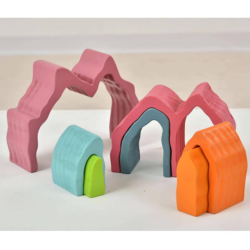 Avenlur Montessori Puzzle Blocks Showcasing a House and a Bridge