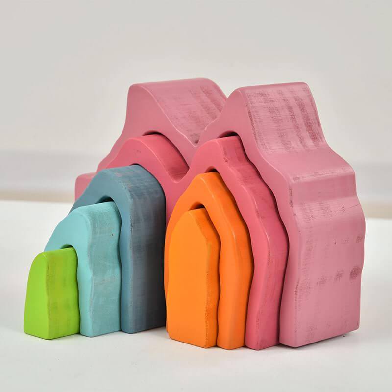 Avenlur Wooden Rainbow Stacking Toy With Vibrant Wooden Blocks