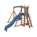 base camp 22 vinyl playset chestnut wood blue front right