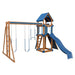 base camp 44 vinyl playset chestnut wood blue front left