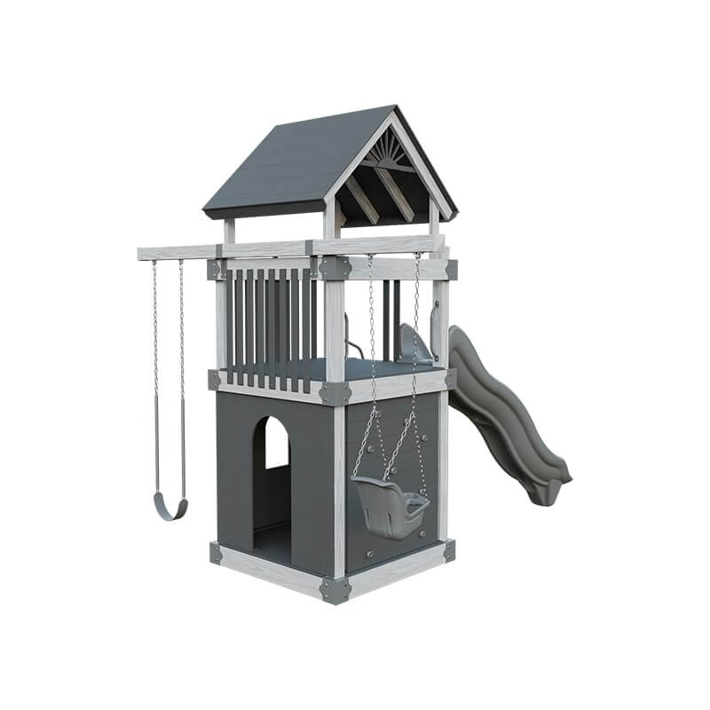 base camp 55 clubhouse vinyl playset ash wood gray back right