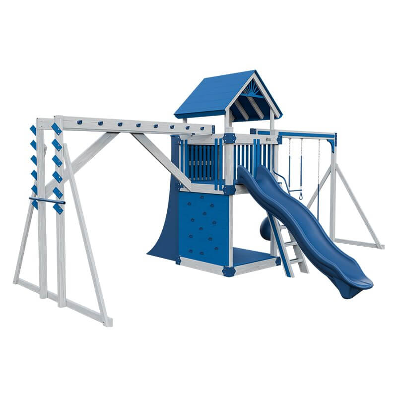 base camp 55 fitness vinyl playset ash wood blue front left