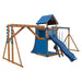 base camp 55 fitness vinyl playset chestnut wood blue front left
