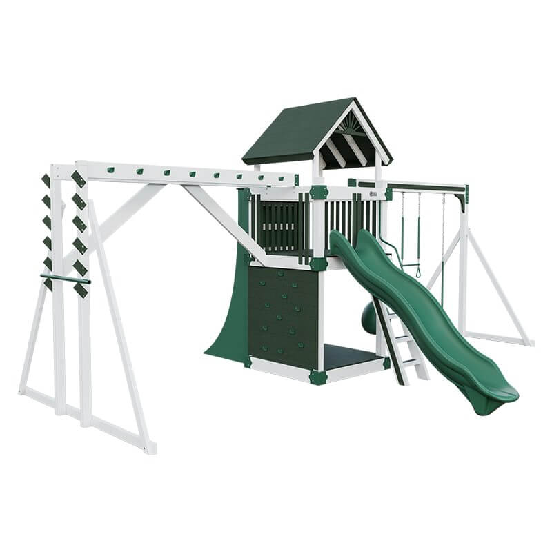 base camp 55 fitness vinyl playset white green front left