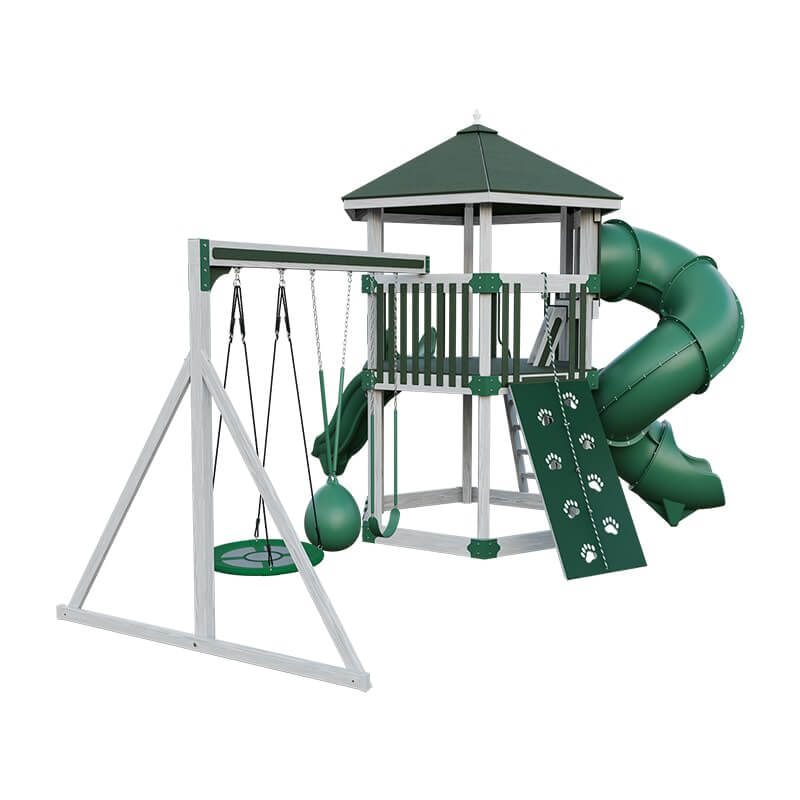 base camp 77 honeycomb vinyl playset ash wood green back left