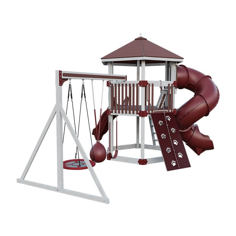 base camp 77 honeycomb vinyl playset ash wood red back left