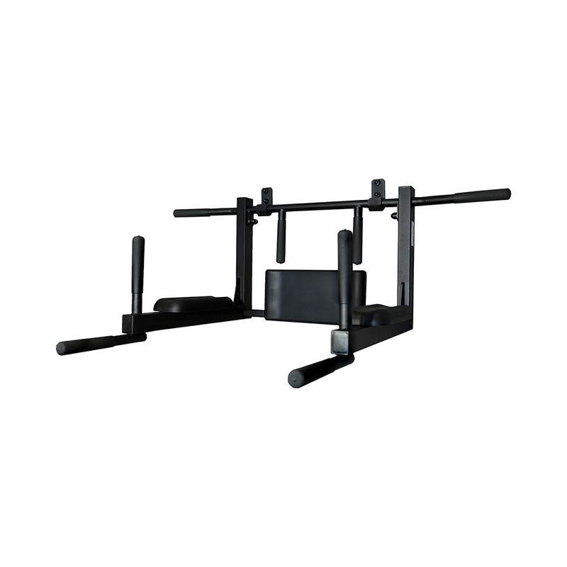 BenchK 2-in-1 Dip and Pull-Up Bar D8 – black D8 wall-mounted pull-up and dip unit isolated on white