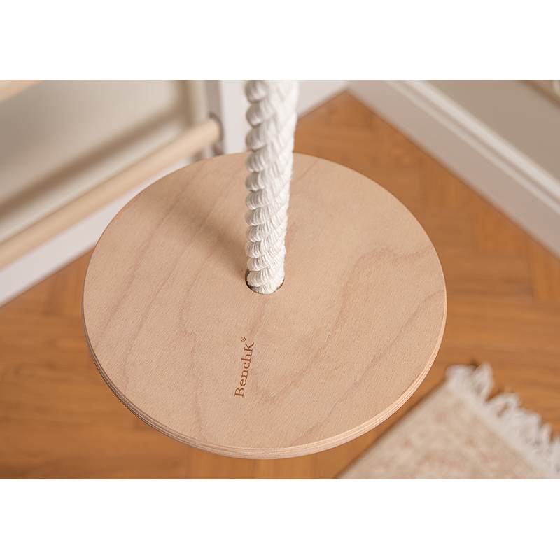 BenchK Gymnastics Accessories A204/A076 – A204 rope swing close-up on compatible white wall bars sold separately