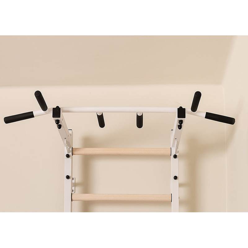 BenchK Steel Pull-Up Bar PB2 – white six-grip PB2 fixed pull-up bar installed on compatible wall bars sold separately