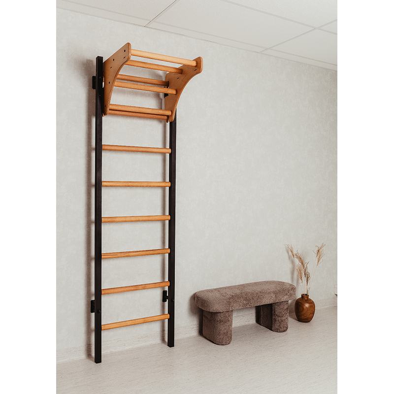 BenchK Wall Bars 211 – black wall bars with pull-up bar installed in a room