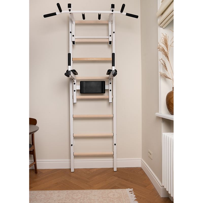 BenchK Wall Bars 232 – white wall bars installed in a room